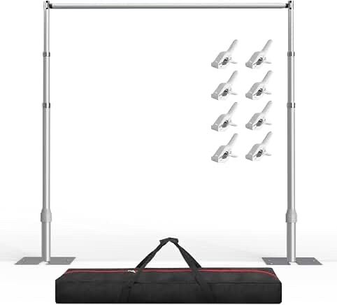 Emart Adjustable Backdrop Stand - 10x7Ft, Silver