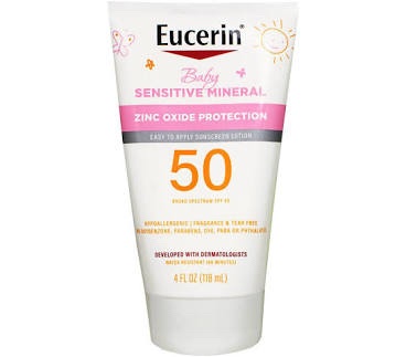 Eucerin Sensitive Mineral Zinc Oxide Protection Sunscreen Lotion SPF 50 - 4 Pack