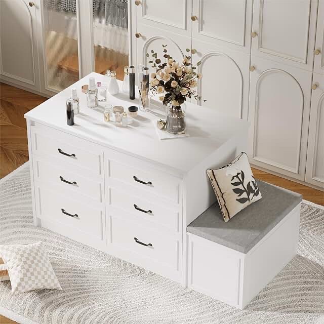 12-Drawer Closet Island With Built-In Shoe Bench, Box A