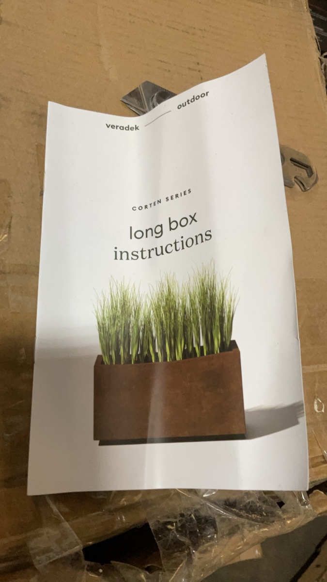 Veradek Corten Series Long Box Planter Instructions