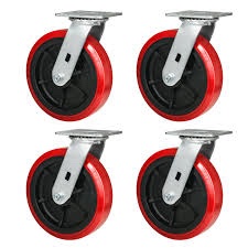 8" x 2" Polyurethane Heavy Duty Caster Wheels Set of 4