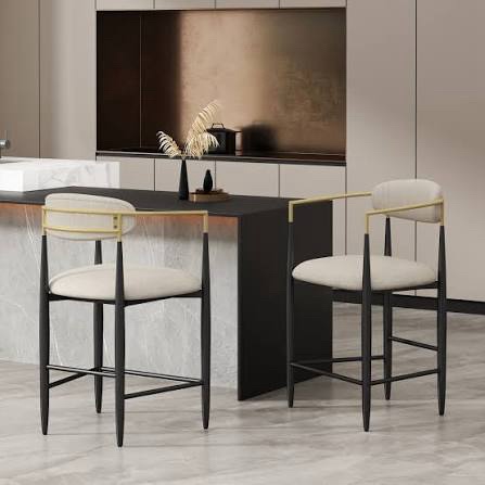 Black Gold Beige 2 Pcs Counter Barstool