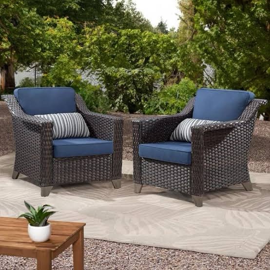 Navy blue wicker patio chairs