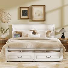 Box 2 King sized bed with usb white