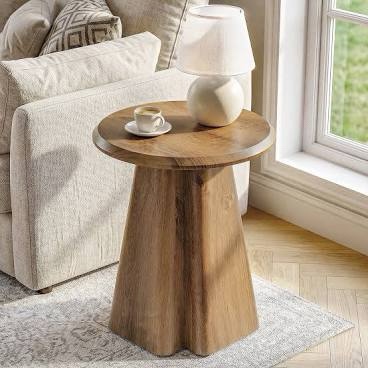 Unbranded Round Side Table with Pedestal Base