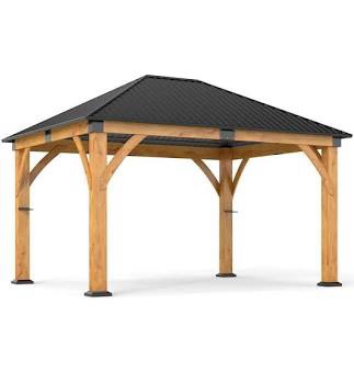 Coveronics 13x15ft spruce wood hardtop gazebo with single roof
