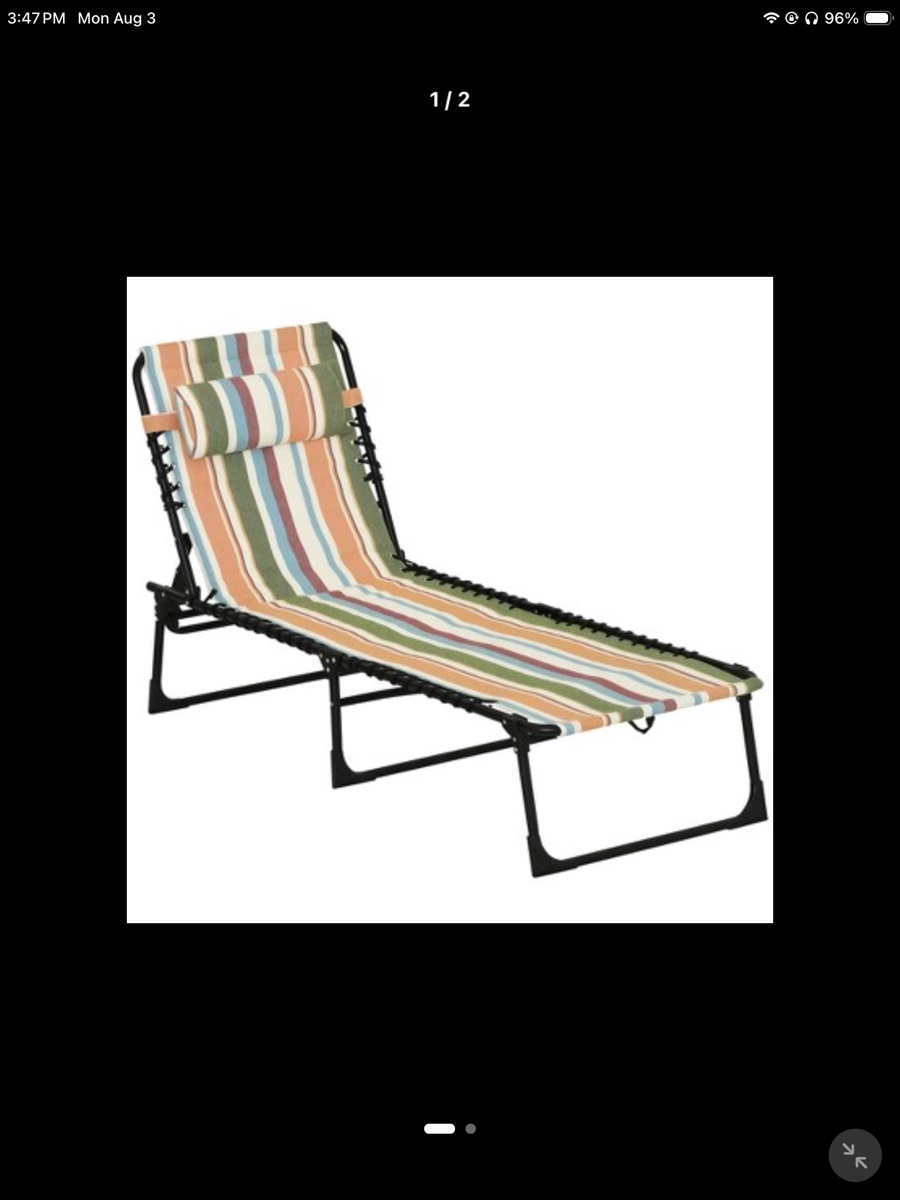 PURPLE Folding Lounge Chair, Striped Fabric