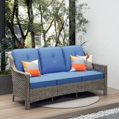 Ovios Three-Seat Wicker Sofa