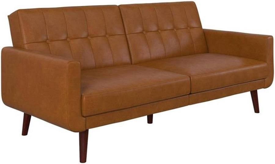 Tufted Futon H-2108-W Faux Leather Camel