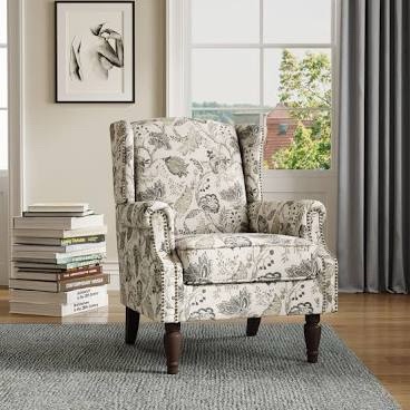 DreamsIdea Accent Chair - Plants Beige