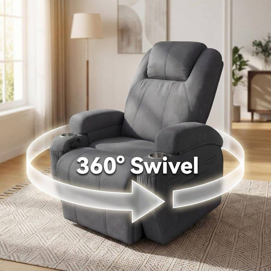(Needs cleaned)Power Recliner Chair, Dark Gray Fabric