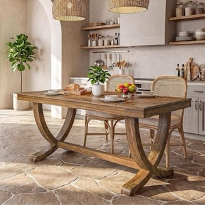 Farmhouse rectangular dining table with arch design legs