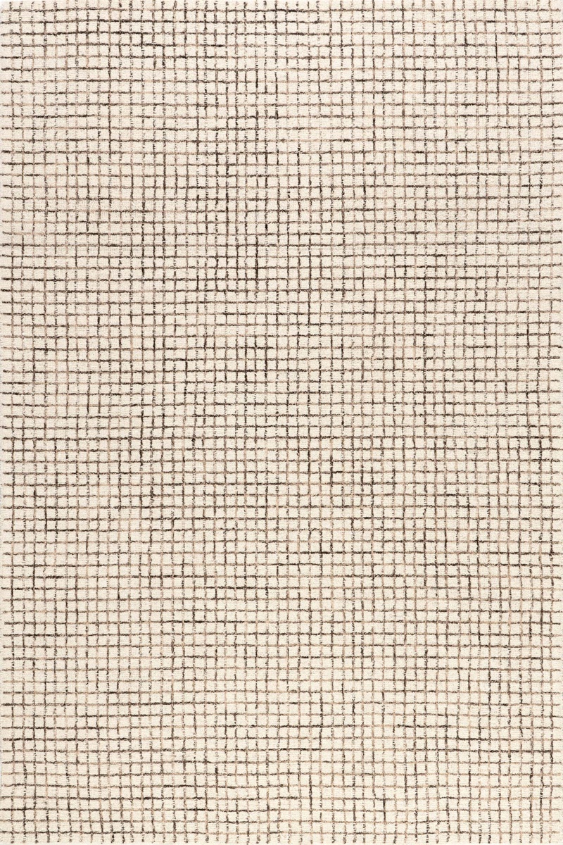 Hand Tufted Wool Blend Grid Pattern Area Rug, Cream, 8'6" x 11'6"