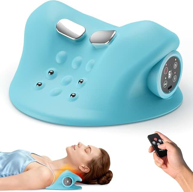 Ringco Neck Massager with Heat & Vibration 3 Level Adjustable, Heated Neck Stretcher with 6 Modes, Rechargeable Cervical Traction Device for Pain Relief & Muscle Relaxation, Gift for Women Men : Everything Else