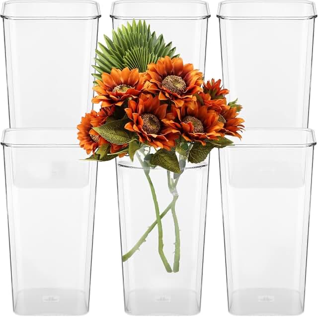 Roowest 6 Pieces Plastic Vase for Florist Arrangements (6 x 12 Inch)
