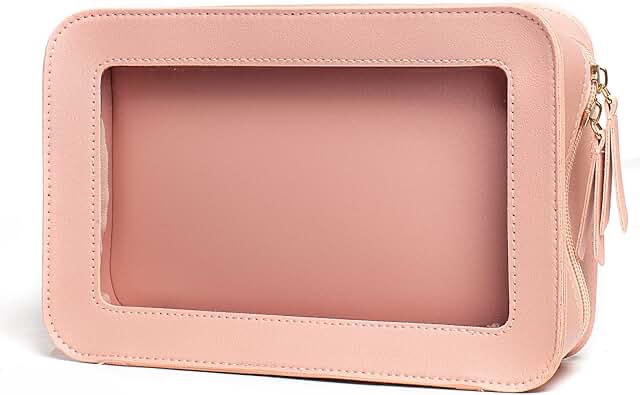 Pink Makeup Travel Organizer Bag with Clear Window