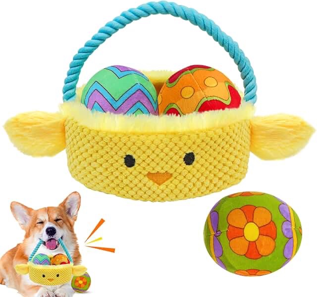 Easter Themed Dog Plush Toy Set with Rope