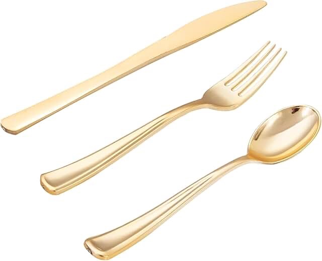 WDF 500PCS Gold Plastic Plates for Birthday and Wedding