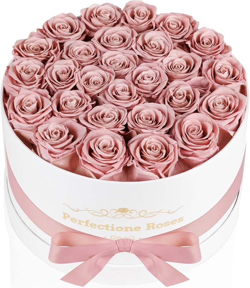Preserved Flowers Roses in Round White Gift Box