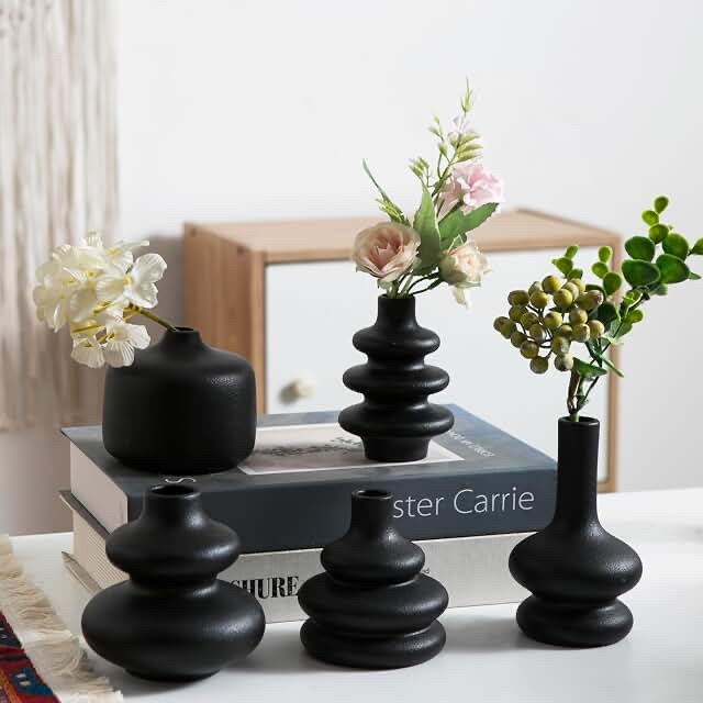 Tenforie Decorative Vase Set - Matte Black