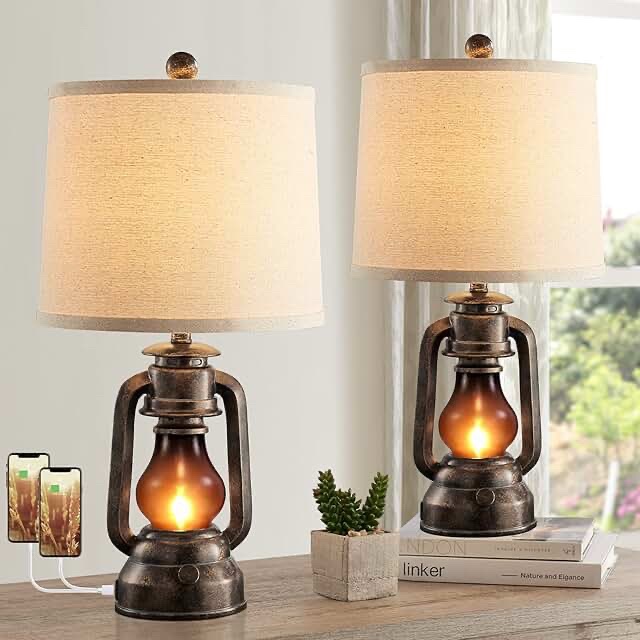 RORIANO Set of 2 Lantern-Style Table Lamps