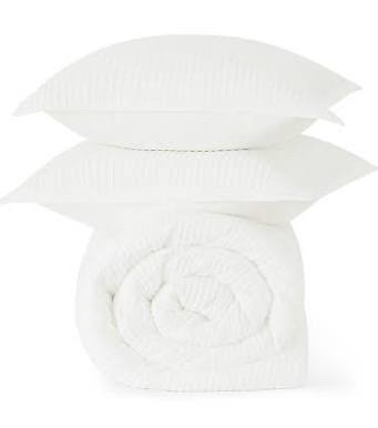 Bedsure 100% Cotton White Waffle Weave Textured Comforter Set- Standard