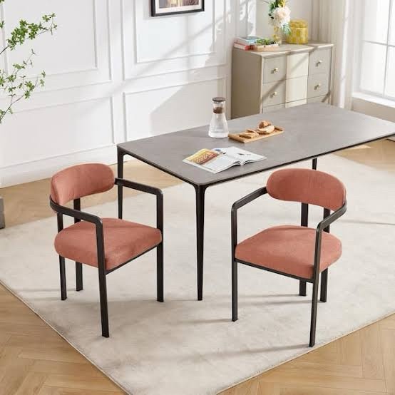 Dining Chair - Orange Fabric (Set of 2)