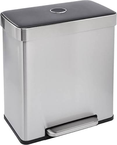 Rectangular Dual Compartment Step Can 60L / 15.9 Gallon