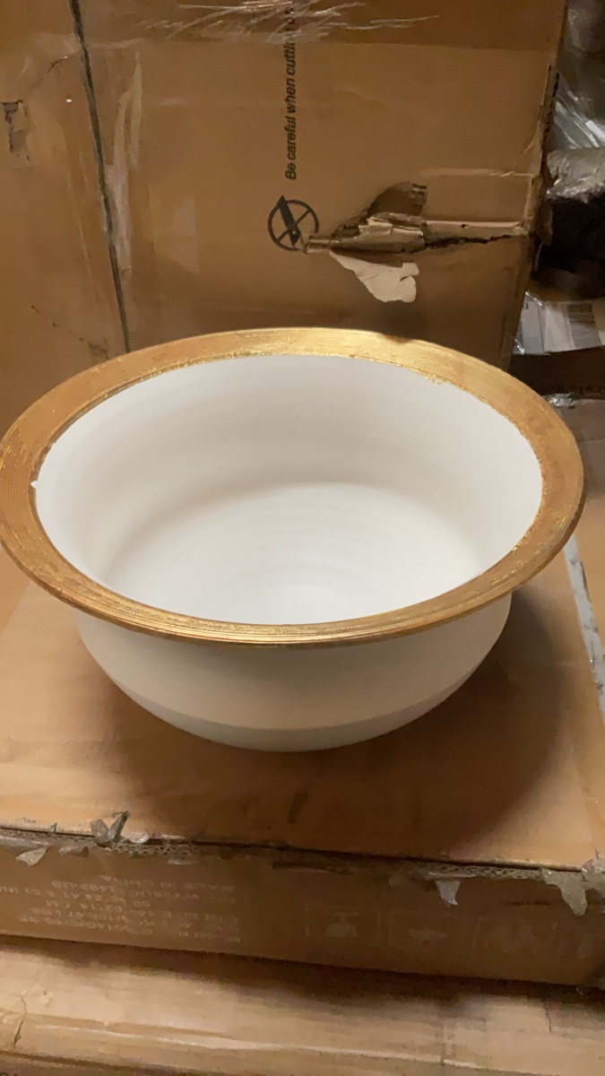 Decorative Gold-Rimmed White Ceramic Bowl