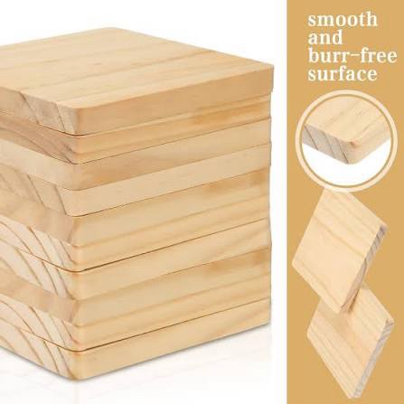 40pcs Blank Unfinished Wood Squares for Engraving and Painting (4 Inch)