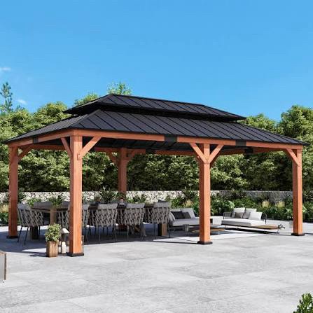 Rosewood 12' x 20' Cedar Framed Hard Top Gazebo