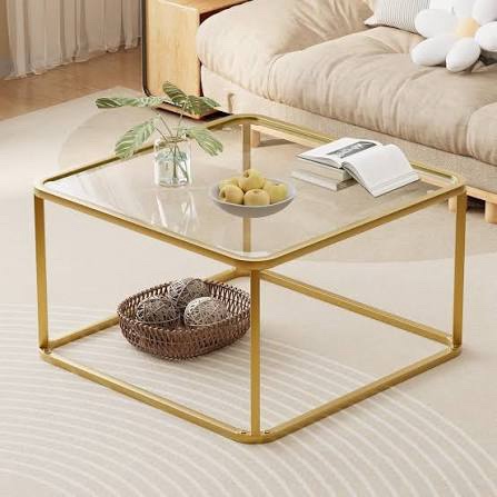 Unbranded Gold Square Coffee Table or Side Table, 27.95 x 27.95 x 19.69 Inches