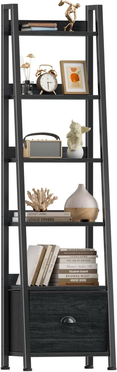 Bookshelf 6-Tier, Color: Black Oak