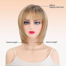 Webshaiy Layered Bob Wig with Bangs - Ombre Light Blonde