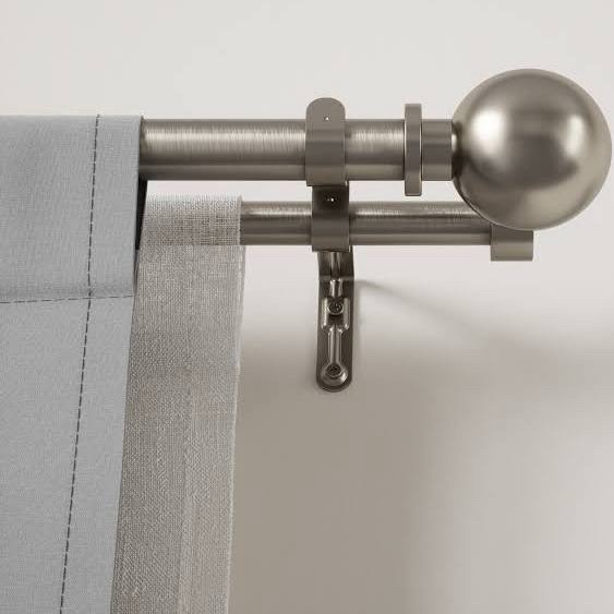 TONIAL Double Curtain Rod 32 to 144" Classic Finial Antique Silver