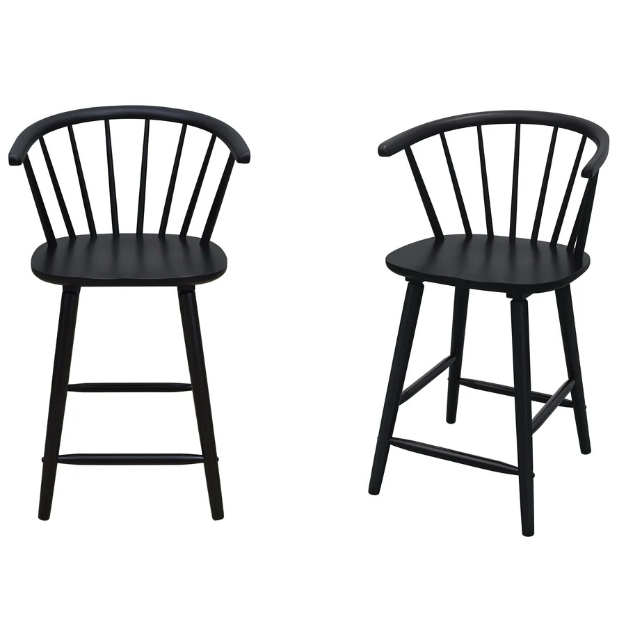 Wooden Spindle Back Counter Stool Set of 2