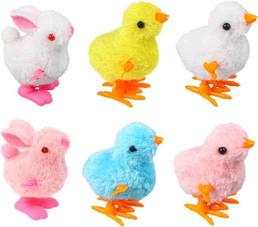 Grastfu 12 Pack Livestock Farm Wind-up Jumping Chicks Party Favors for Kids