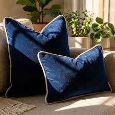 Blue Cushions With White Accents