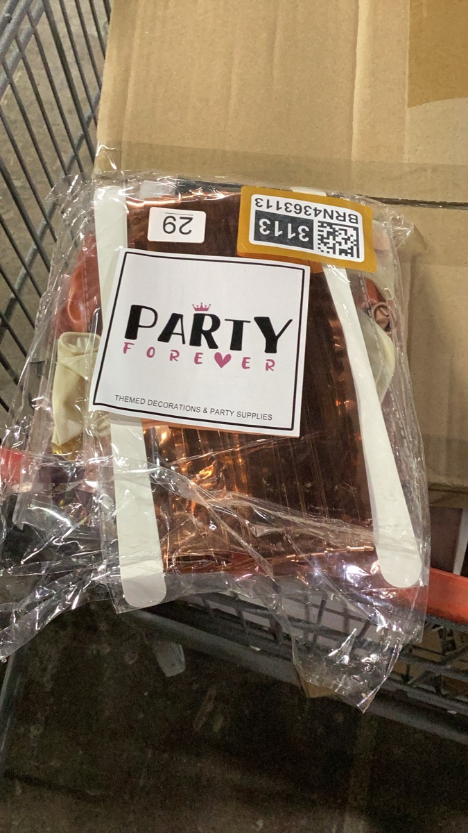 Party Forever Themed Party Decorations - Rose Gold Tinsel Foil Fringe Curtain