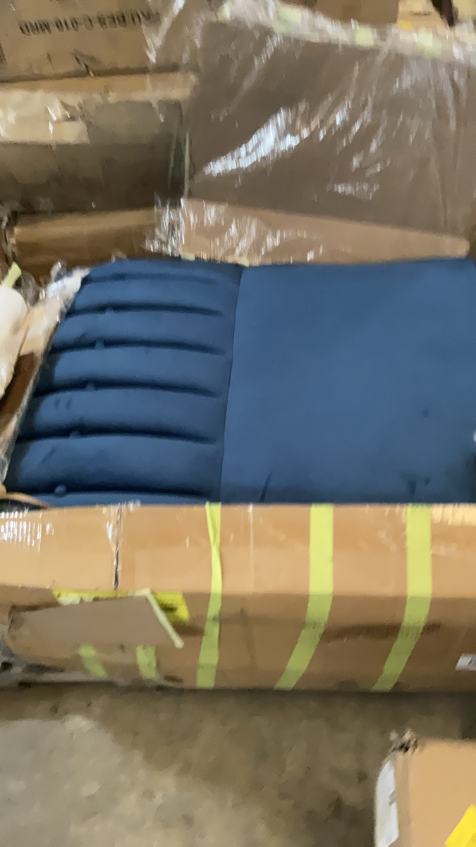 Blue Tufted Upholstered Headboard or Bench Seat Cushion