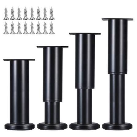 Black Metal Adjustable Furniture Leg Replacement 4 pk