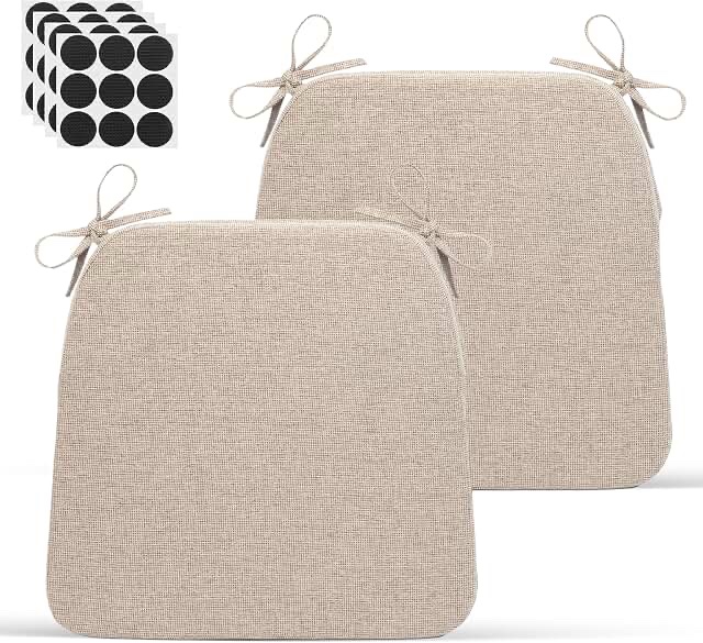 AAAAccessories D-Shaped Chair Cushions 17" x 15" Beige (Set of 4)