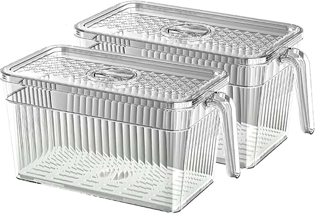 Refrigerator Organizer Bin with Handle (2 pack)