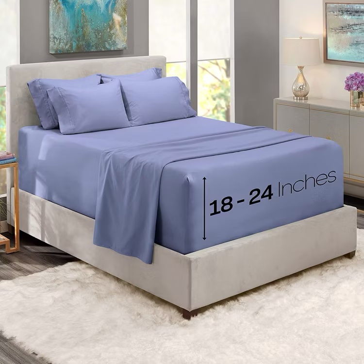 Harbor & Hearth Queen Set HH2216PC-Q-BlueHvn 6pc 2 Sheets 4 Cases