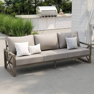 Aluminum Three-Seater Sofa with Beige Cushions, Model NBCS099BEGOS-F-V1