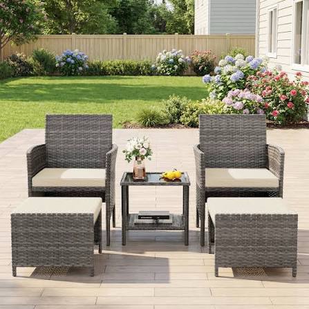 5-Piece Outdoor Patio Furniture Set in Khaki