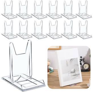 AOMPBORO 12 Pack Acrylic Book Display Stand - Adjustable Clear Holder