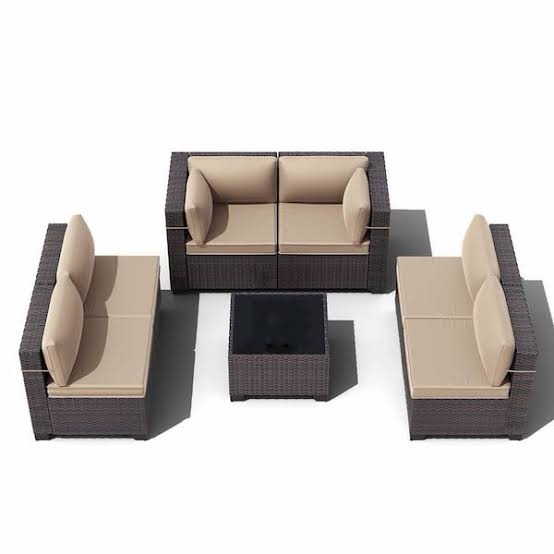 Box a only 7 Piece Armless Sofa Set with Coffee Table - Sand Color