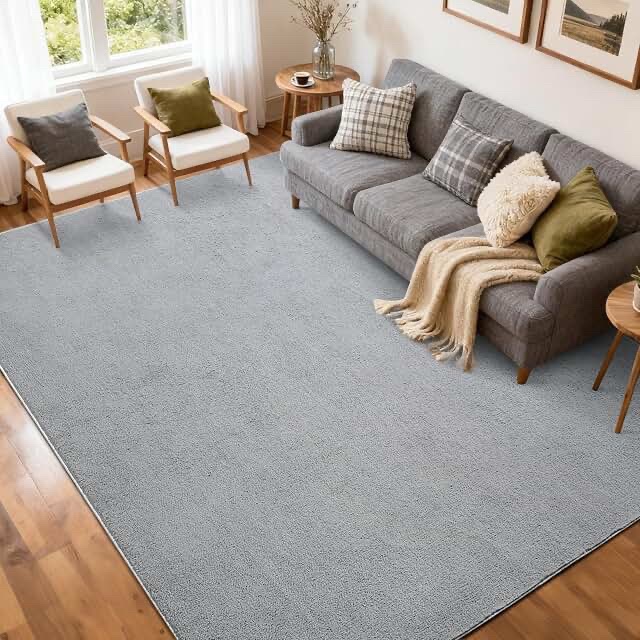 71”x43”Light Grey Textured Area Rug