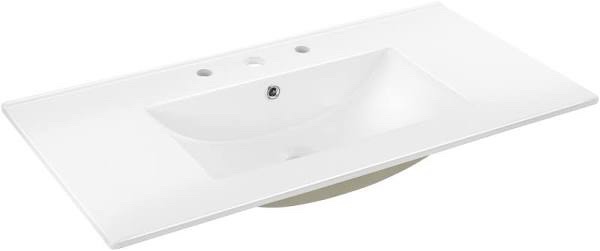 4 ft x 18in White Bathroom Vanity Sink Top with Integrated Basin